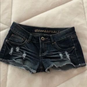 Blue Asphalt Distressed Jean Shorts